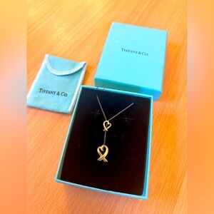 Tiffany and Co Double Heart Necklace Sterling Silver